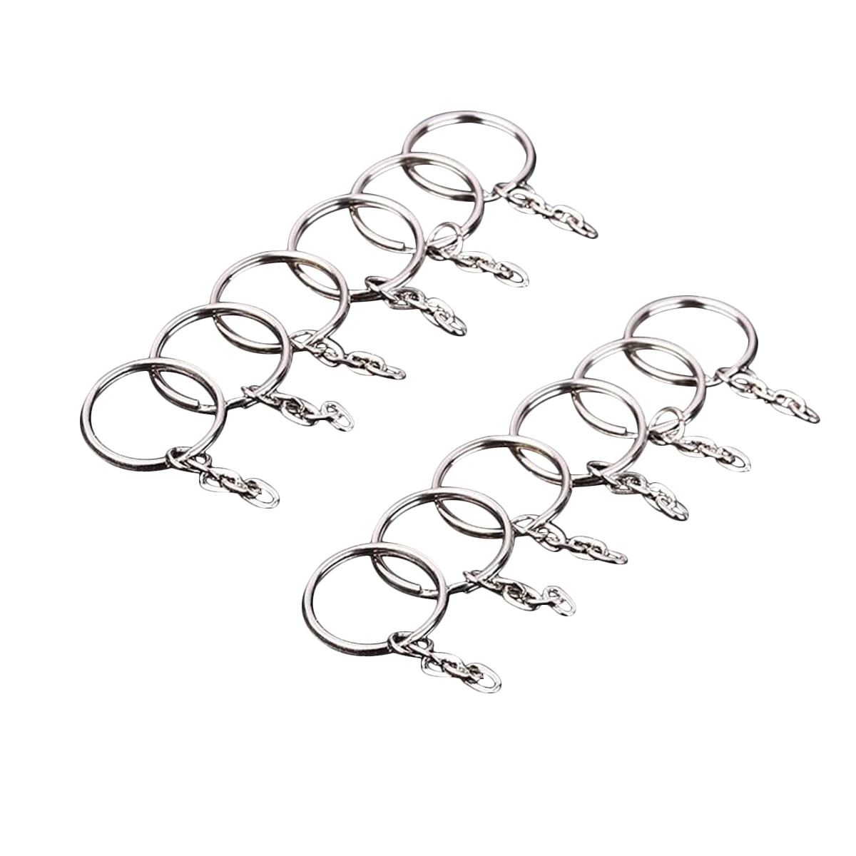 

100pcs Metal Split Key Ring Twisted Round Keychain Key Holder Chain Hanging Ring Nickel Sturdy Durable Connector Design