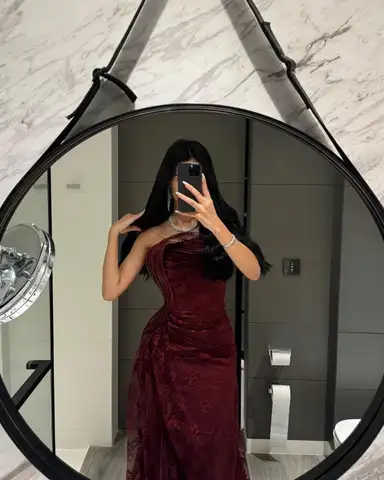 aliexpress burgundy dress Red Carpet -AliExpress En Saison Polka Dot