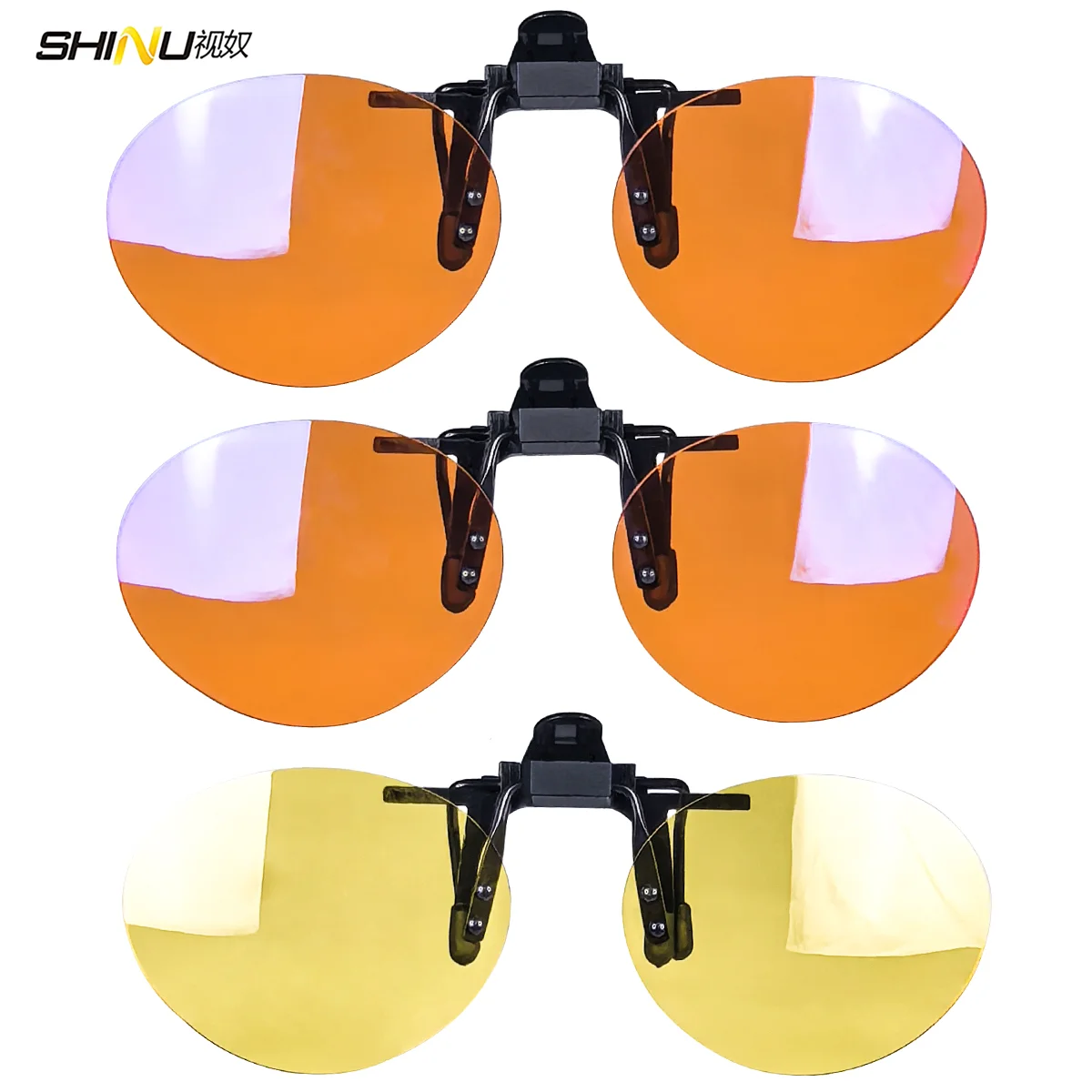 SHINU Rote Linsen-Clip-On-Brille zum Schlafen besser, runde orangefarbene Linse für Spiele oder Arbeiten, gelbe Linsen, Nachtsicht zum Fahren – Detail 26