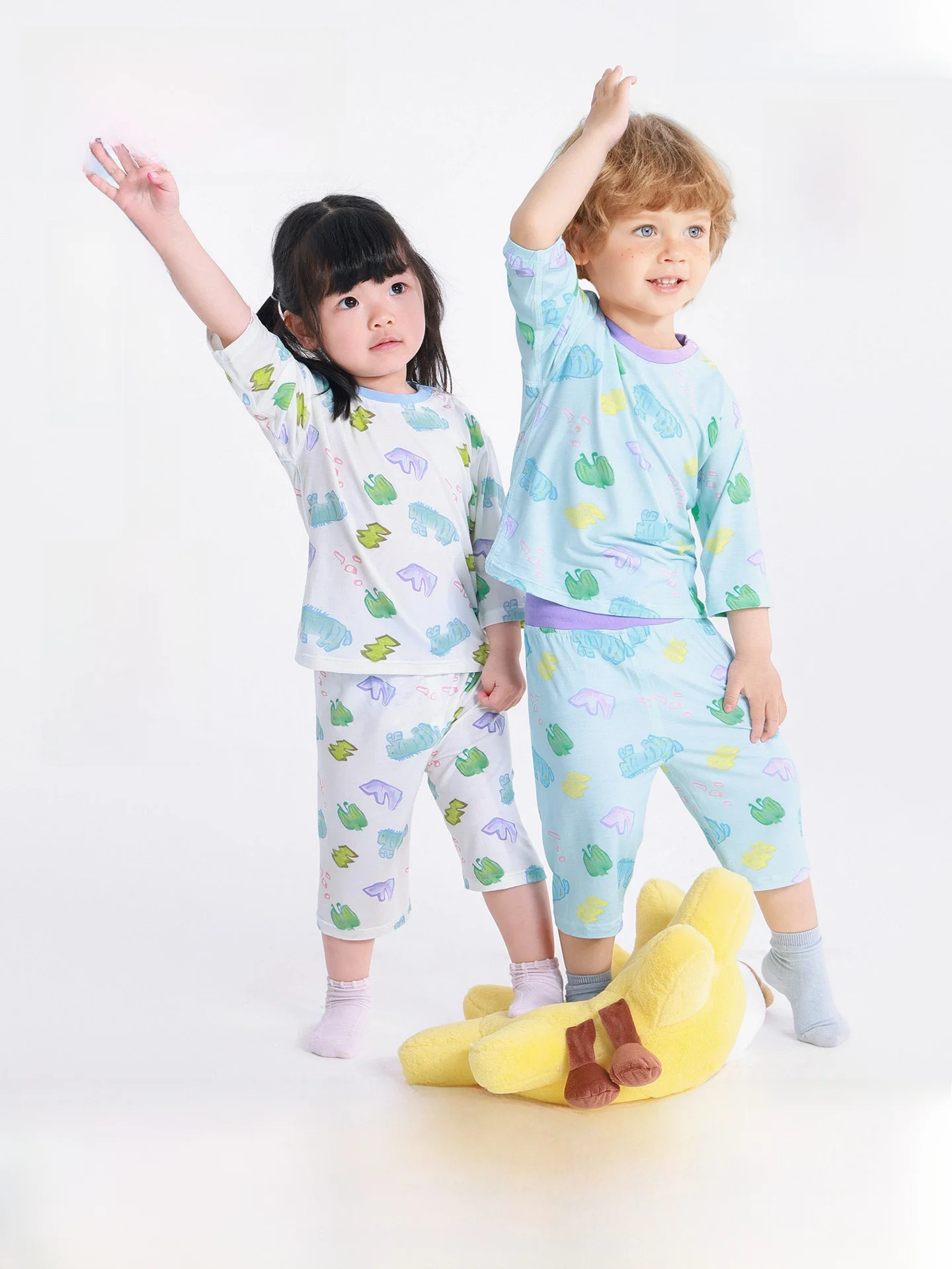 summer-modal-thin-home-clothes-set-for-baby-boys-girls-cute-panda-design-sleepwear-short-sleeve-round-neck-soft-breathable-mo