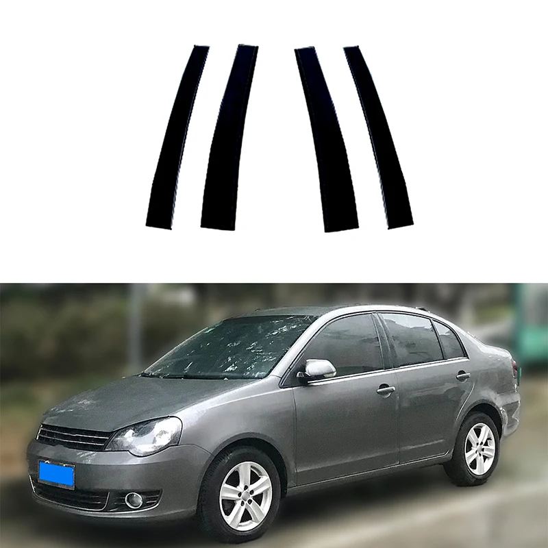 Fit For Volkswagen Polo Mk4 (9N)4-Door Sedan 2002-2010 Gloss Black Door Window Pillar Posts Trim Molding Cover Accessories