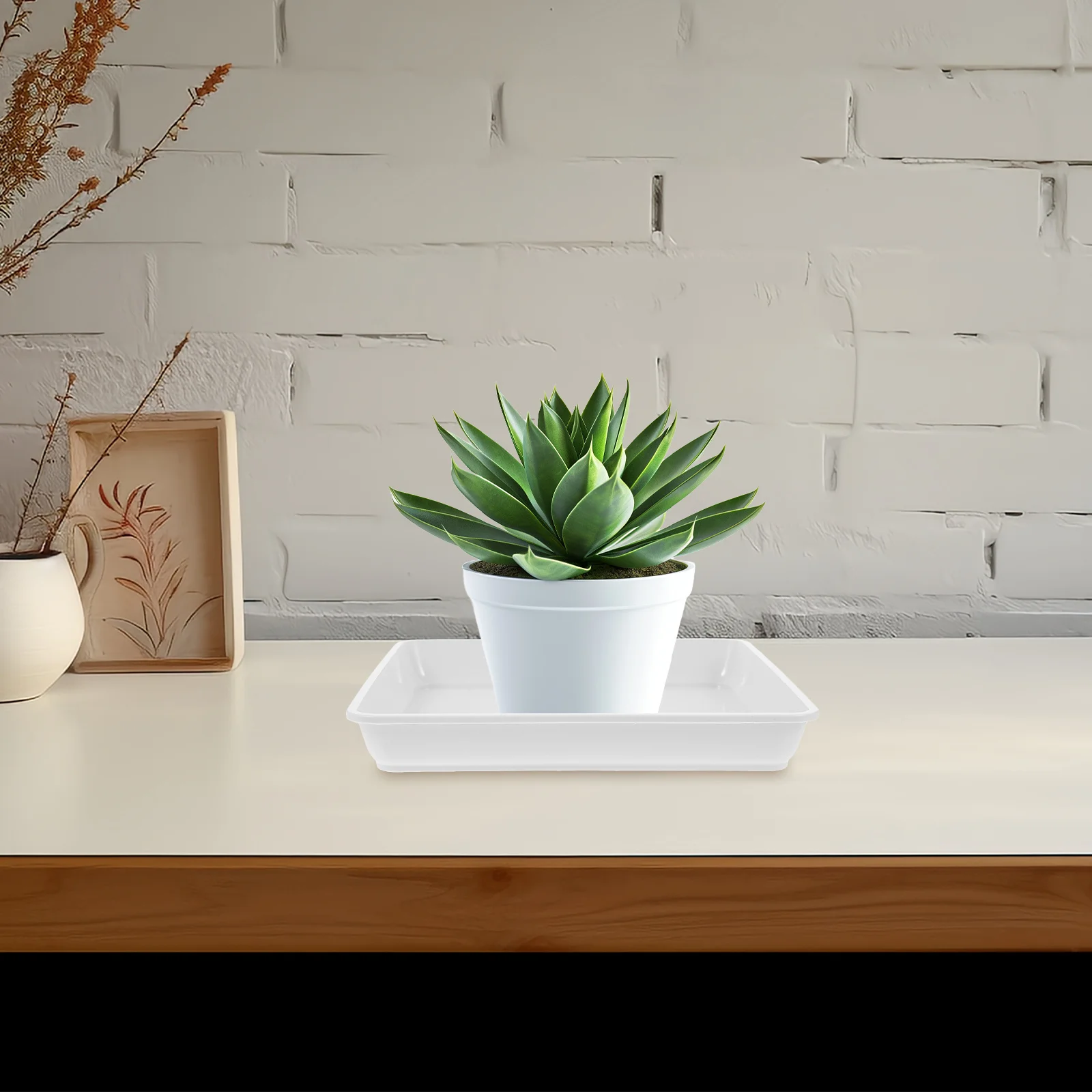 

2Pcs Plant Pot Tray Resin Flower Pot Saucer Square Design for Succulent Plants Garden Home Office Decoration Plant Pots Tray