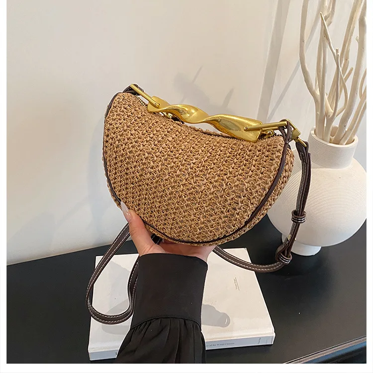 

‌ Сумка из рафии ручной работы 2025 года — пляжная сумка через плечо в стиле бохо, летняя соломенная сумка для женщин, экологически чистая сумка через плечо для отпуска