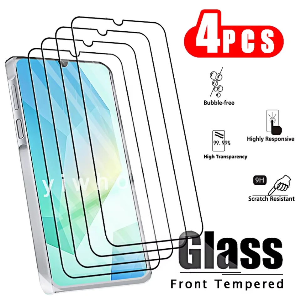 NNBILI 4 Piezas Vidrio Templado para Samsung Galaxy A16 4g 5g A06 Protectores de Pantalla Vidrio Protector Frontal HD A 06 16a Cubierta 6