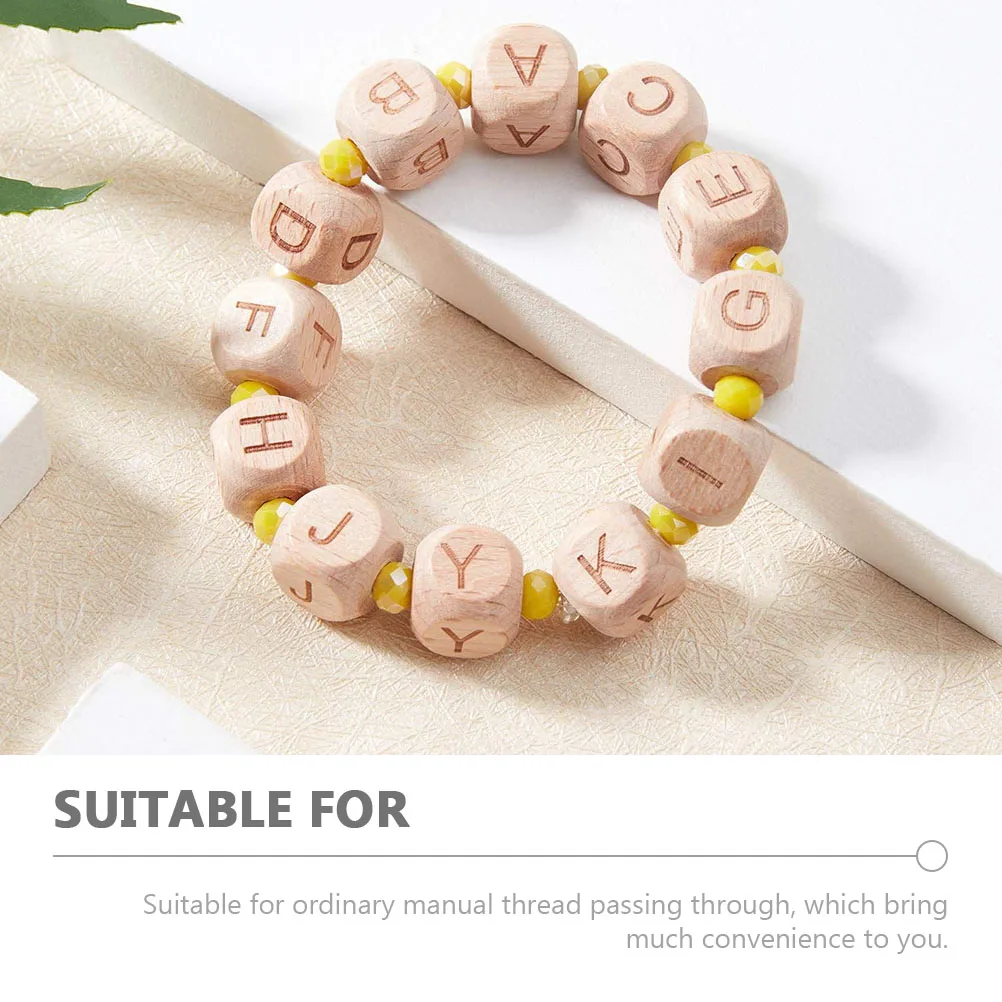 

26 Pcs Alphabet Beads Letter for Jewelry Making Craft Decorative Necklace Small Beech Creative Decoration
