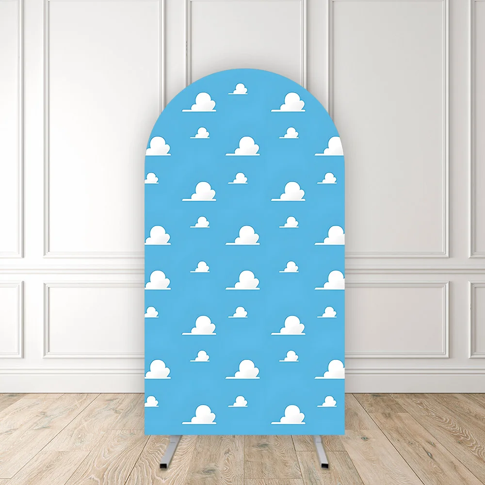 Mehofond Blue Sky White Cloud Arched Cover Chiara Backdrop Newborn Birthday Double-Sided Spandex Background Photozone Studio