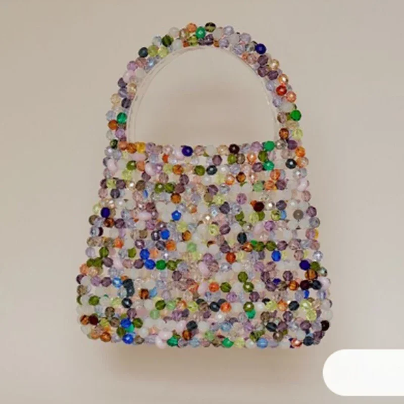 

Summer Color Bead Weaving Bag Customized Color Handmade Mixed Color Handbags For Women Fashion 2024 New Versatile Women's Bags