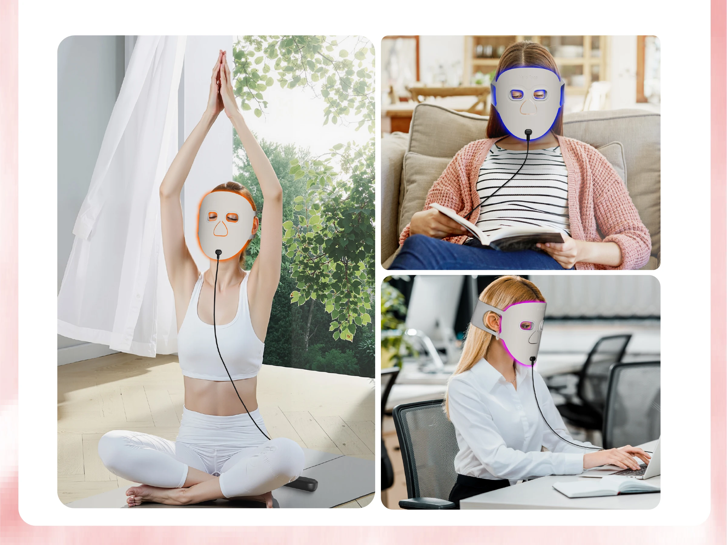 Hello Face M500S Black Wireless Face Black Mask Light Therapy 850nm Infrared & 660 nm Red Light Masks