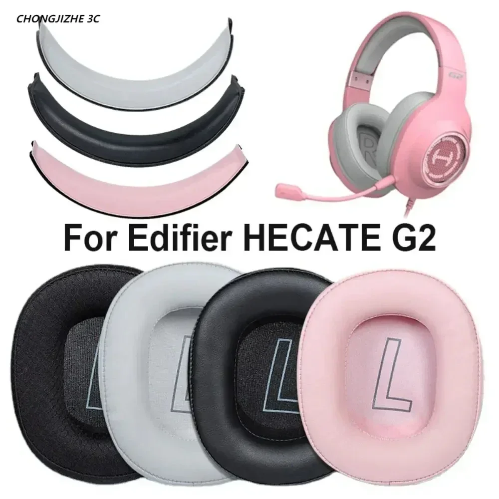 Almohadillas de cuero de repuesto para auriculares, cubierta de cojín para la cabeza, piezas de reparación compatibles con Edifier Hecate G2 II,