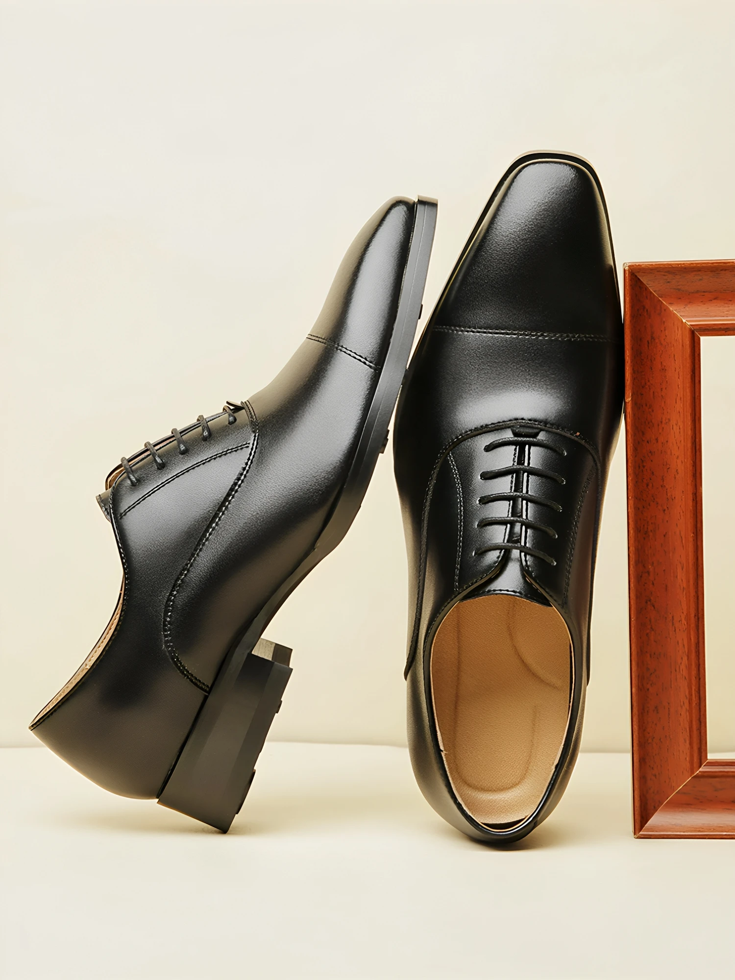 

Business Formal Oxford Wedding Men's Shoes British Style Leather Shoes round Toe Shoes Low Heel Rubber Outsole PU Inner