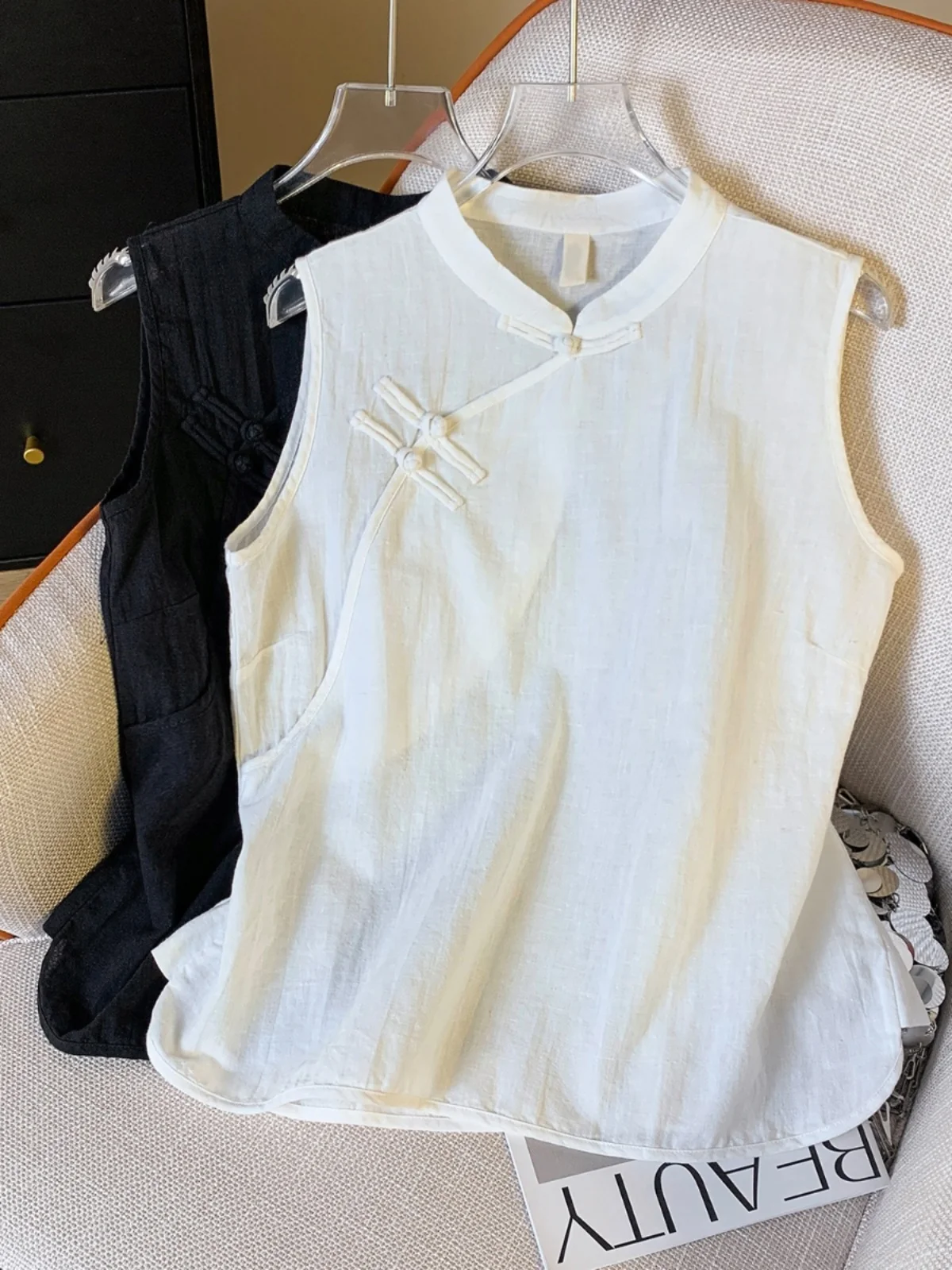 

Ретро китайский Sle хлопок и лен Svel irt женский летний национальный Sle пуговицы с воротником-стойкой чайный костюм топ