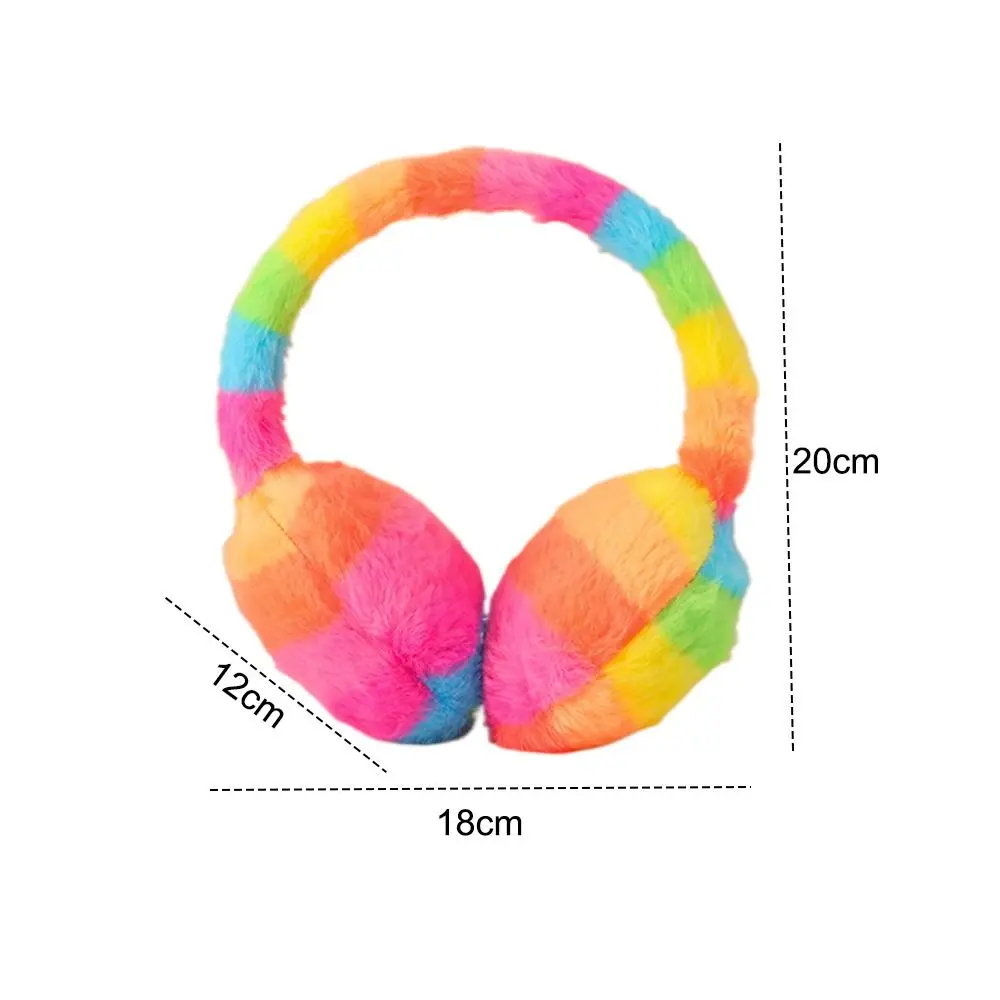 Зимние теплые мягкие наушники, утолщенные защитные наушники, пушистые наушники радужного цвета, антифризные наушники из искусственного меха