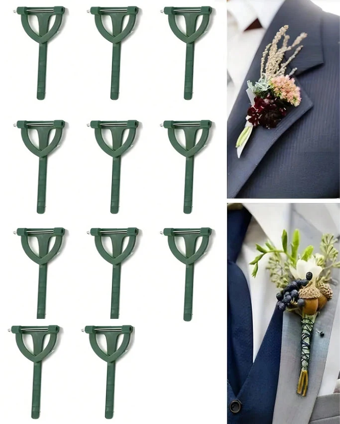 10/20 broches triangulares para novio, novia, boda, alfileres de corsage DIY, alfileres de flores para boutonnière de boda, soporte de ramo de alta gama