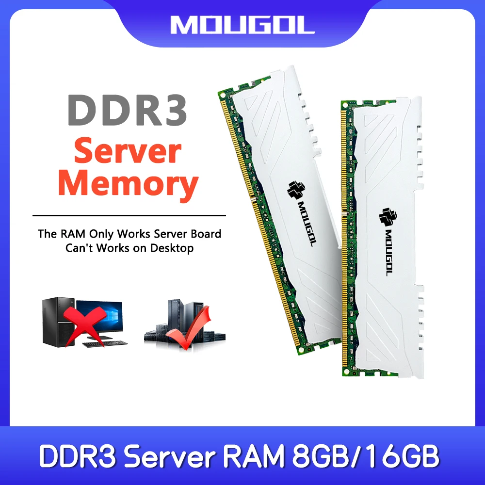 

MOUGOL DDR3 8GB 16GB Server Memory RAM Heatsink 1333 1600MHz ECC RAM DDR4 2Rx4 PC3 1.5V Support x79 x58 LGA 2011 Motherboard