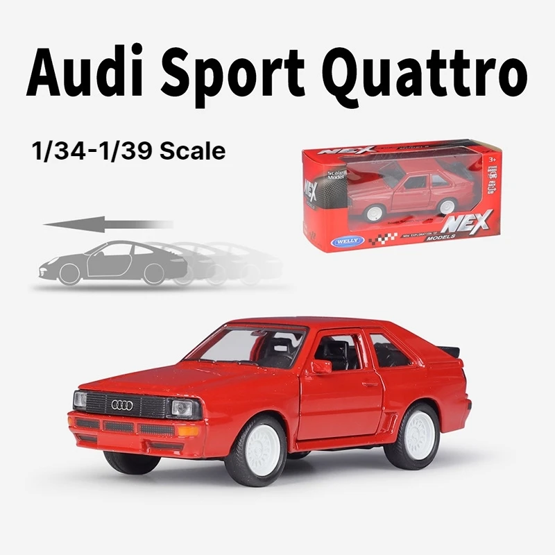 1/36 Audi Sport Quattro Racing Toy Car Model Welly Classical Rally Diecast Metal Miniature Pull Back Collection Gift For Boy Kid