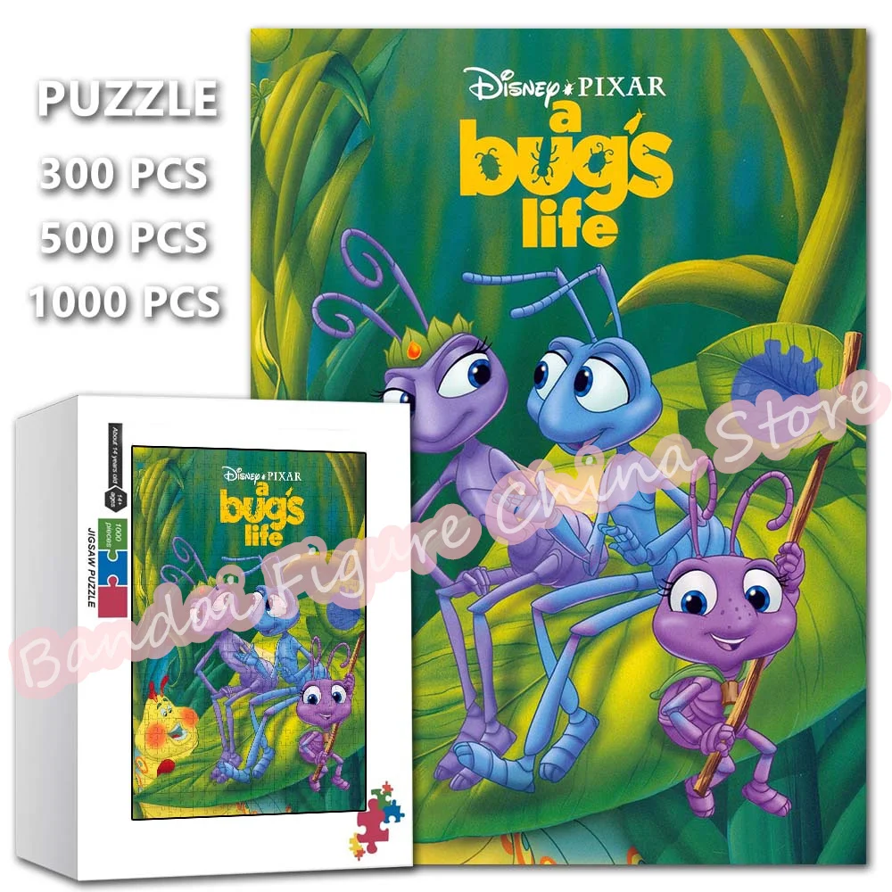 A Bug's Life 디즈니 만화 프린트 퍼즐, 300/500/1000 조각 직소 퍼즐, 가족 게임 감압 교육 장난감 선물