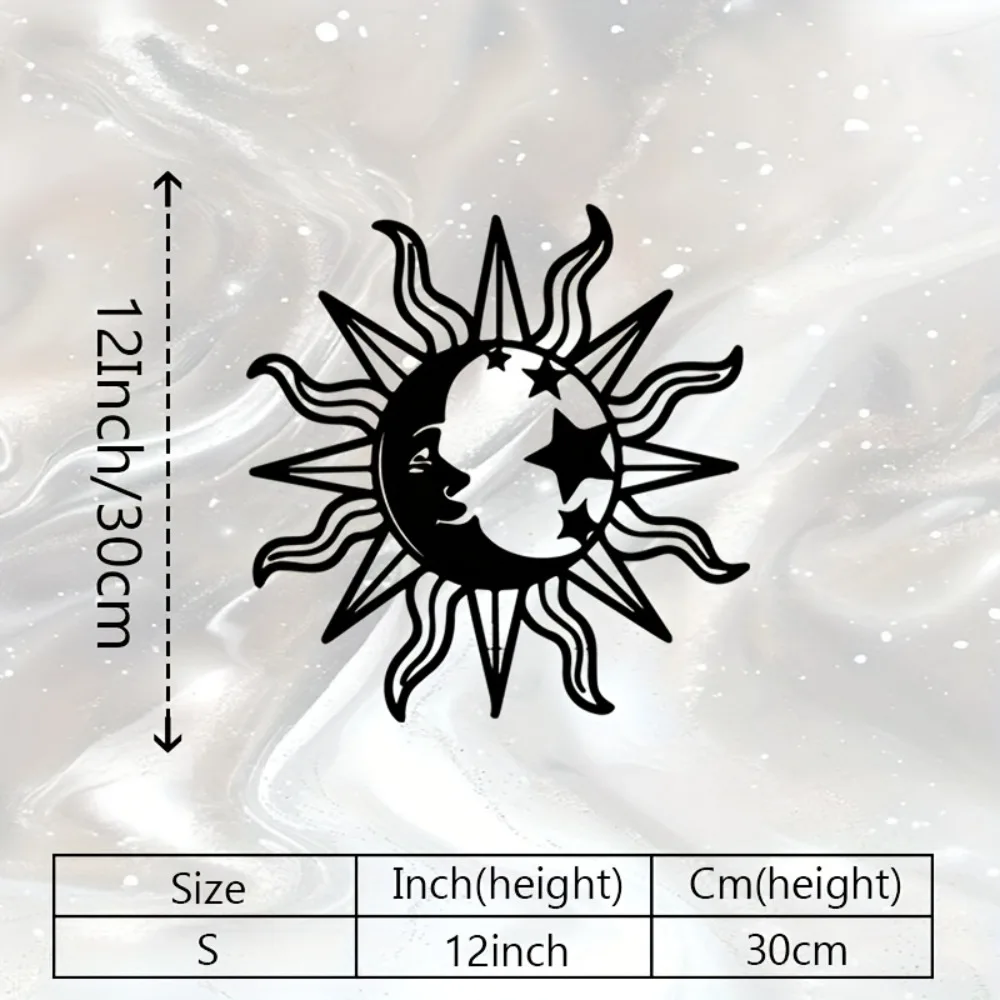 CIFBUY Iron Wall Art 2D Cosmic Sun Moon Astrology Planet Waterproof Metal Sculpture For Home Hanging Decor Gift