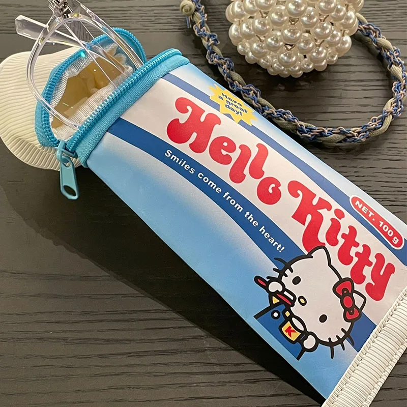 

Toothpaste pencil case squeeze tube design Hello Kitty Fun school supplies organizer with zipper Fun novelty gift