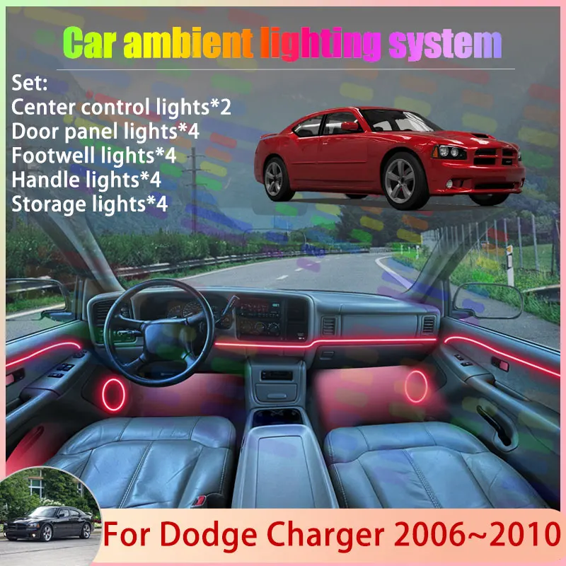 

For Dodge Charger 2006~2010 MK6 2007 2008 2009 2/18 in 1 Car Atmosphere Light Lamp RGB Shade Ensemble Streamer Atmosphere Set