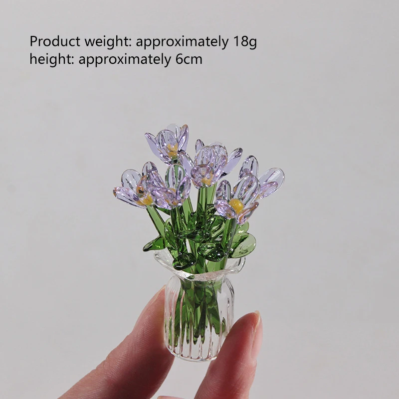 Handgemaakte glazen kleine bloemen, glazen simulatieboeket, verse bloemarrangement, eeuwigdurende bloemdecoratie voor op het bureau