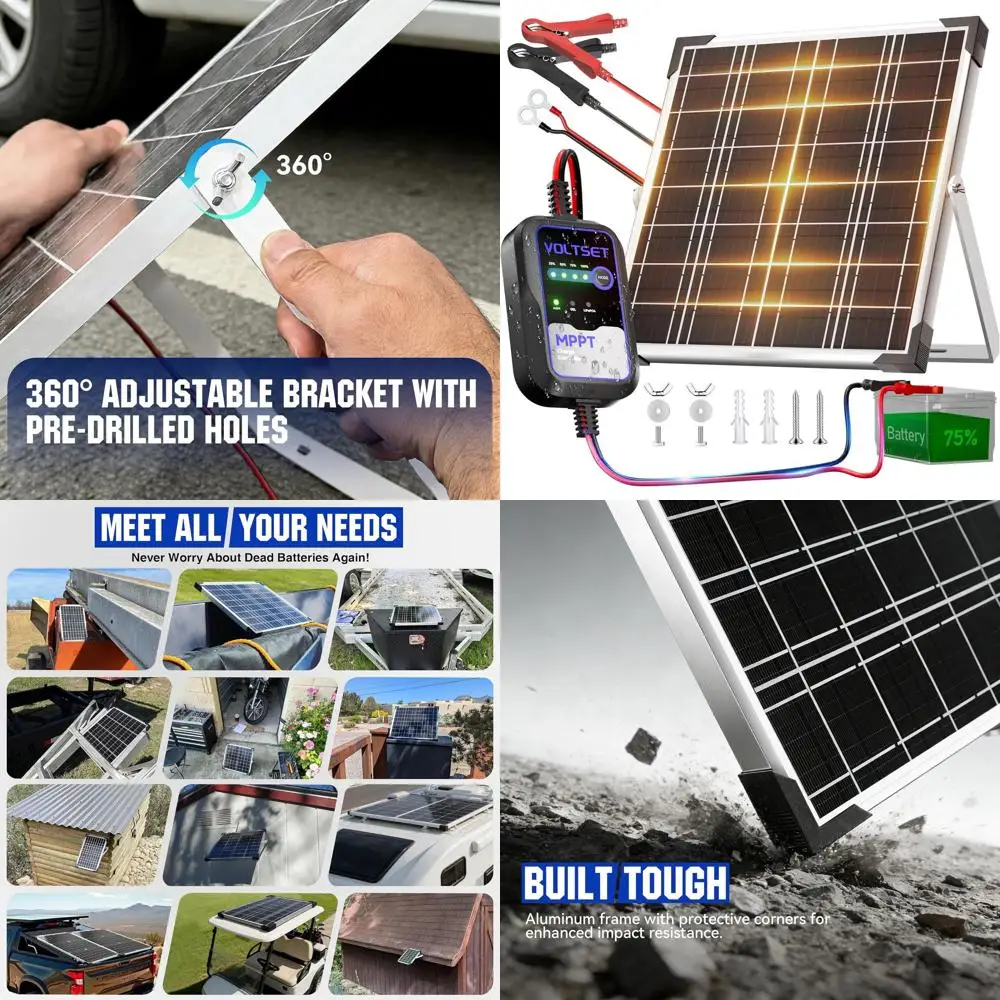 

Комплект солнечных панелей 20 Вт 12 В с контроллером MPPT, зарядным устройством для аккумуляторов, водонепроницаемый, для использования на улице, на лодках, в автодомах и на мотоциклах