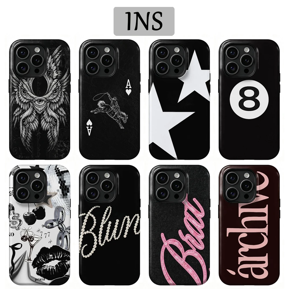 Black Fashion Phone Case for Samsung Galaxy A56 A36 A26 S26 S25 S24 S23 S20FE Ultra Plus 4G 5G Luxury Double-layer Back Cover