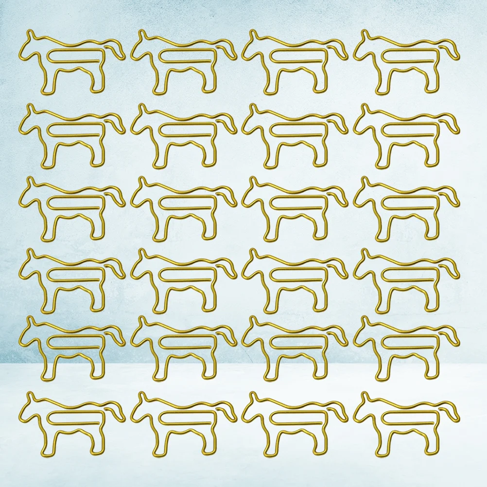 

100Pcs Gold Cartoon Horse Paper Clips Creative Metal Clips for School Office Home Paper Holder Bookmark Clip Bookmark
