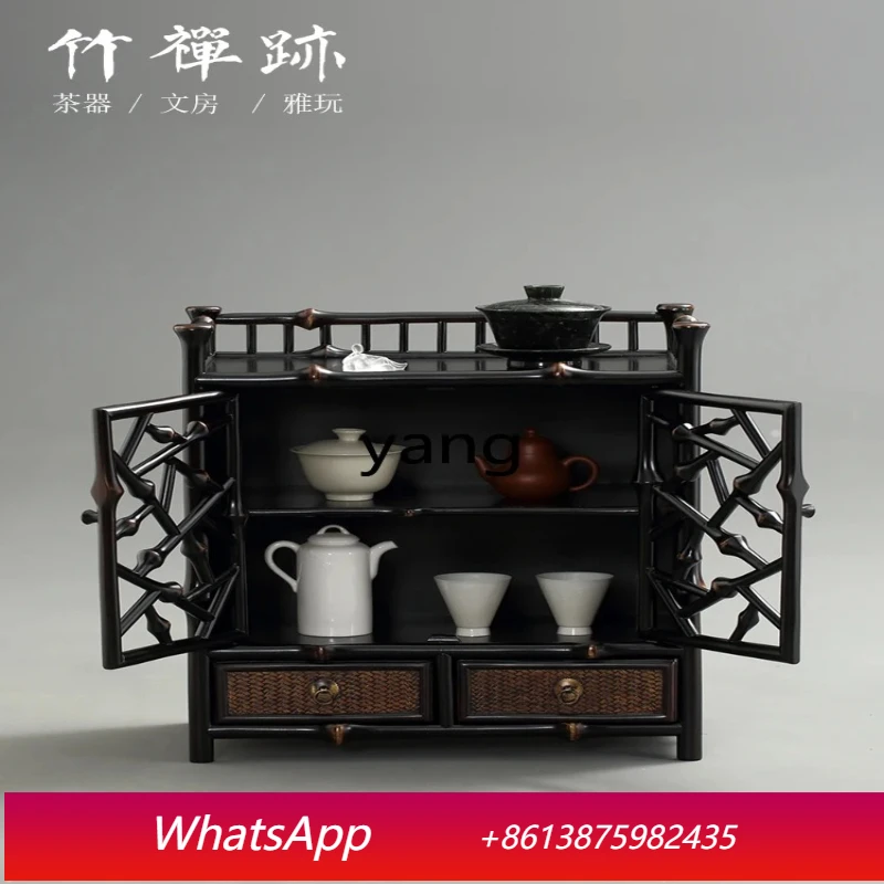 LH  bamboo boutique tea cabinet tea ceremony cultural play tea set storage rack