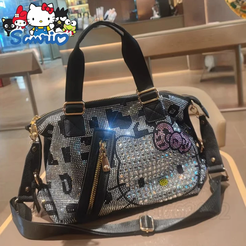  Hello Kitty Women's Handbag with Diamonds Shiny Diamond Women's Shoulder Bag Large Capacity Women's Bag High Quality