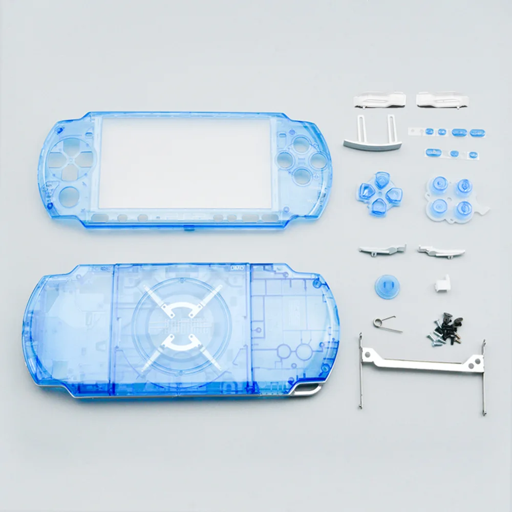 Translucent Replacement Housing Shell for PSP 3000 Faceplate Front Cover Bottom Case with Full Buttons Kits DIY Repair Parts