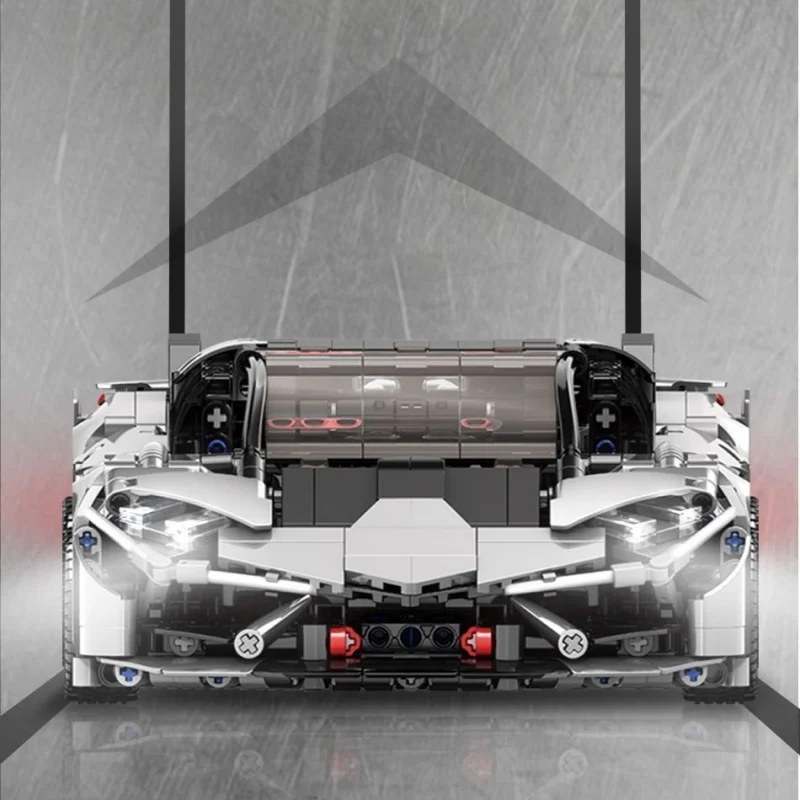 Silver gray electroplated 3000 year old Lamborghini building block sports car compatible with LEGO Apollo puzzle boys' assembled