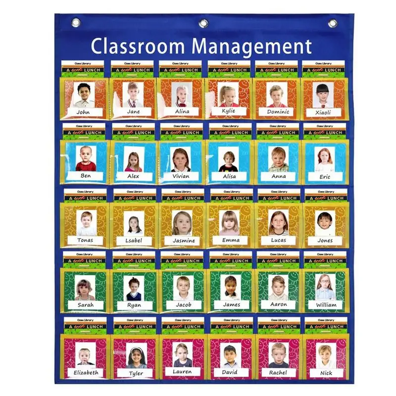 Kinder Anwesenheit Tasche Diagramm Klassen zimmer Tasche 74 Karten Diagramm Zeichen in hängende Tasche für Lehrer Vorschule Management