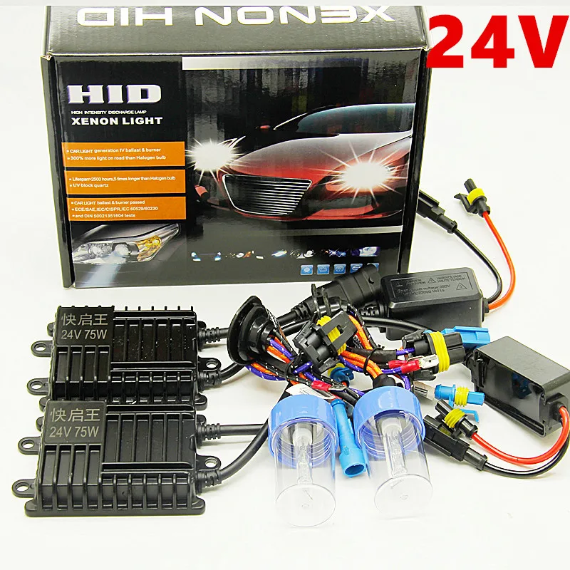 

1 kit 24V H7 Truck Headlight hid xenon kit 75W 6000K H1 H3 H4 super bright 24V Van Boat truck headlight