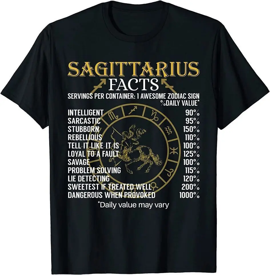 

New Sagittarius Facts Zodiac Sign Funny T-Shirt USA Tee Size S-5XL