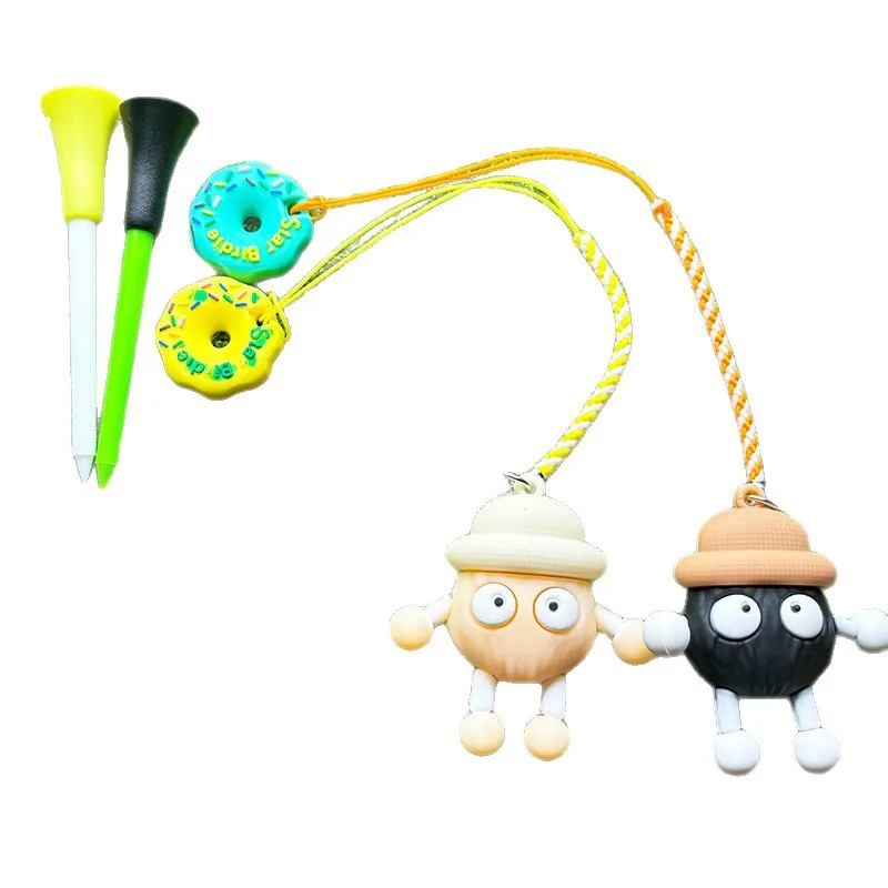 83mm Golf-Tees mit Halter, niedliche Cartoon-Puppen-Golf-Tees, Kunststoff-Golf-Pegs mit Anti-Verlust-Seil – Detail 6
