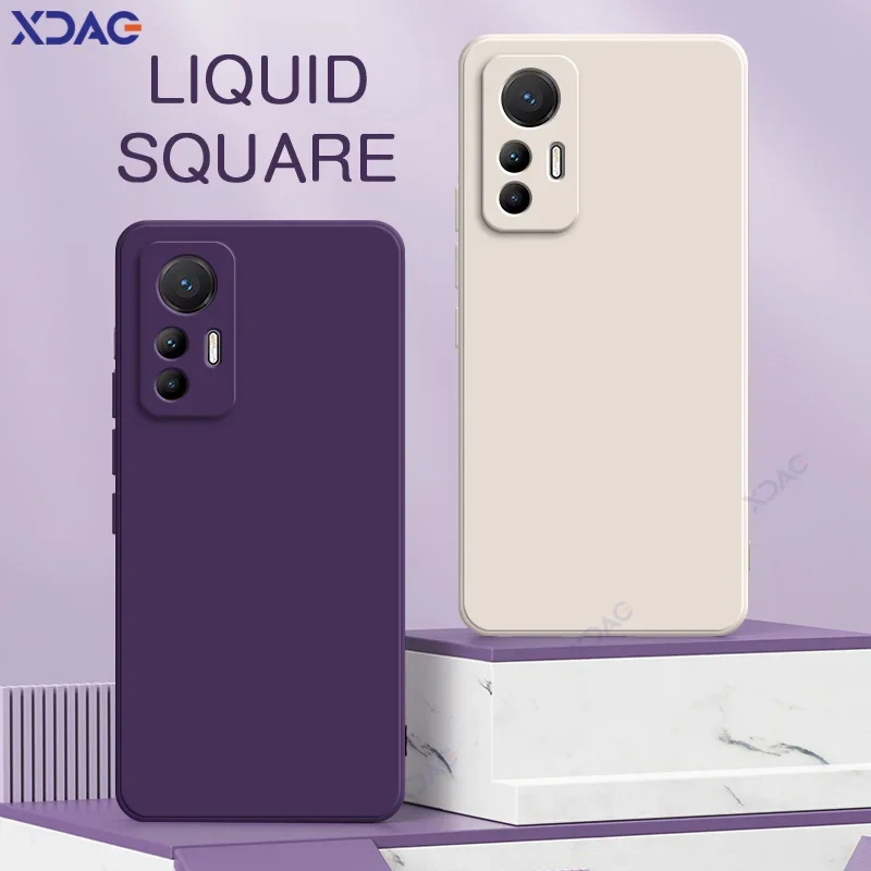 Shockproof Liquid Silicone Case for Xiaomi 12 Lite 5G Soft Protective Phone Back Cover Original Square Design 360 Full Coverage