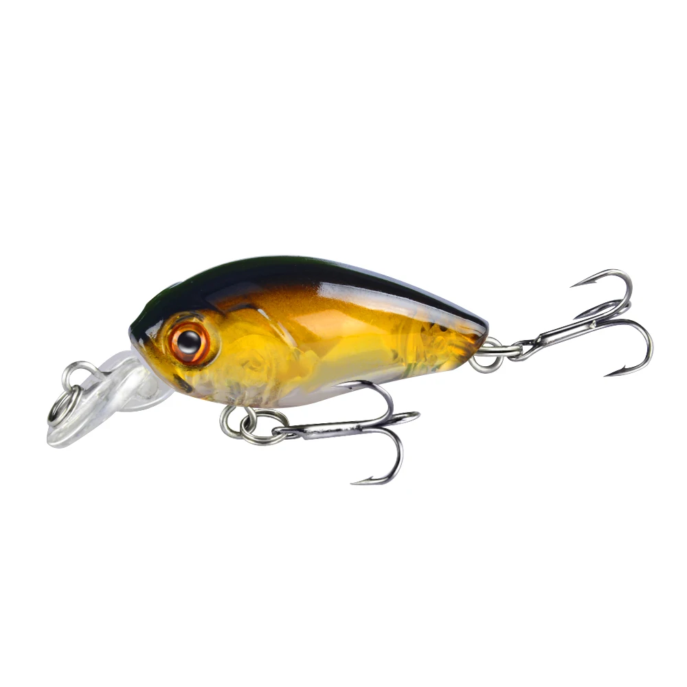 LINGYUE New 1pcs Small 4.5cm 4g Laser Hard Crank Fishing Lure Crankbait Treble Hooks 3D Eyes Plastic Bait Wobbler Tackle Pesca