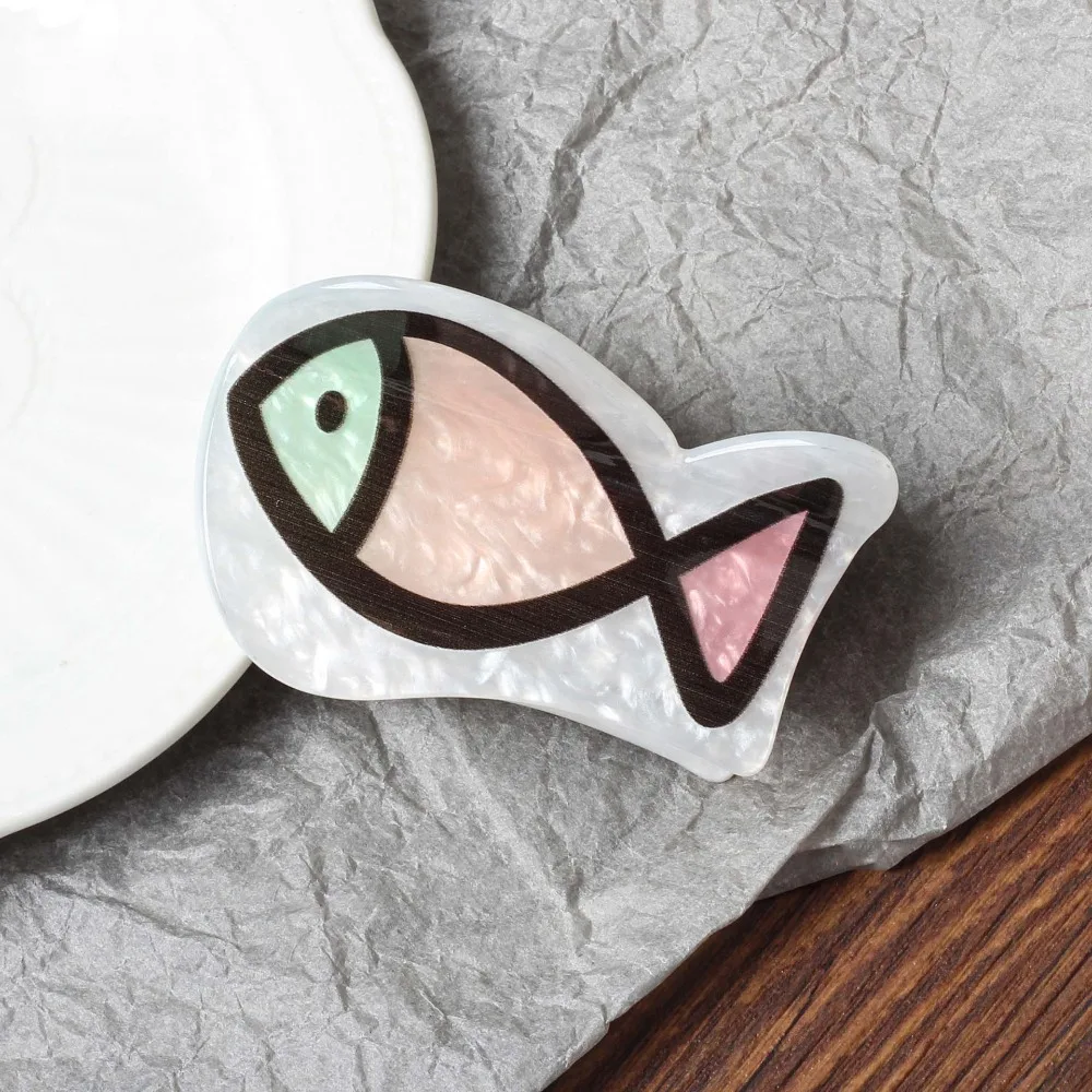 Personalized Fish Bone Cute Fish Hair Grab Dolphin Marine Organism Cartoon Hair Claw Hairpin Geometry Acrylic Shark Clip Girls