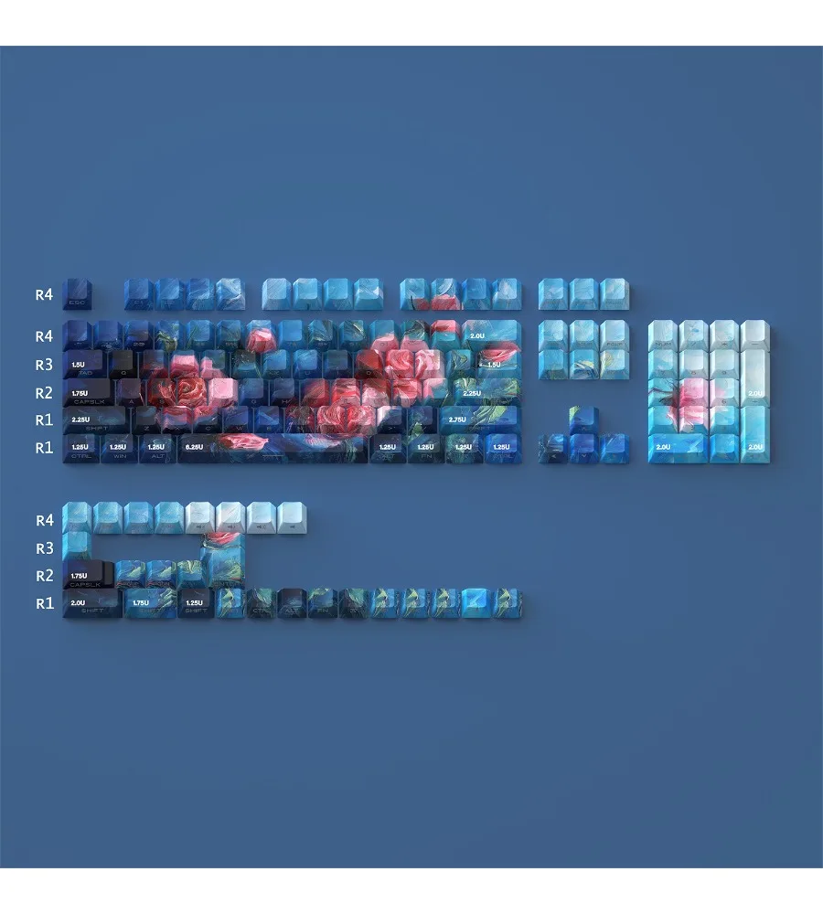 Rose Shang mechanical keyboard keycaps oil painting wind side light transmission PBT hot sublimation original factory