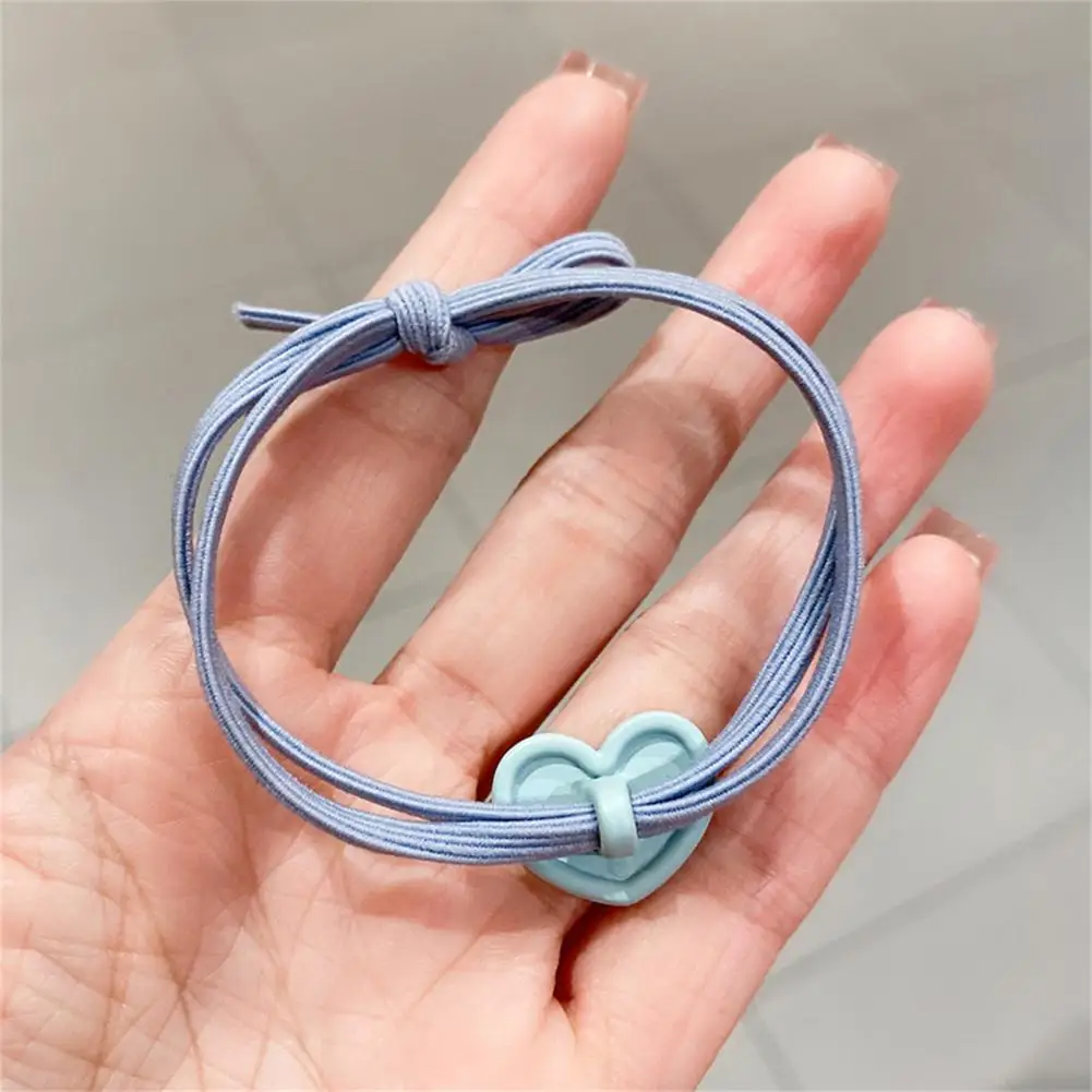 

Simple Style Hair Band High Elasticity Double-layer Ideal Stretch Hair Accessories Headwear Colored Love Heart Decor Girls