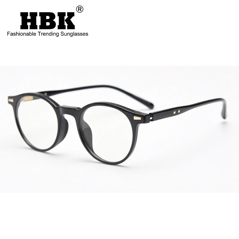 

HBK New Retro Frame Optional Glasses Round Men Personalized Plain Glass Spectacles Versatile for Daily Business Women Eyewear