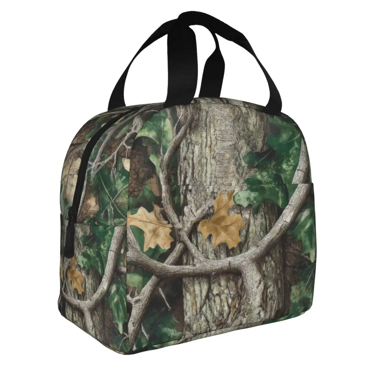 Nature Intertwines With Ivy On Tree Surface Insulated Lunch Bags for Women Camouflage Camo Resuable Cooler Thermal Bento Box