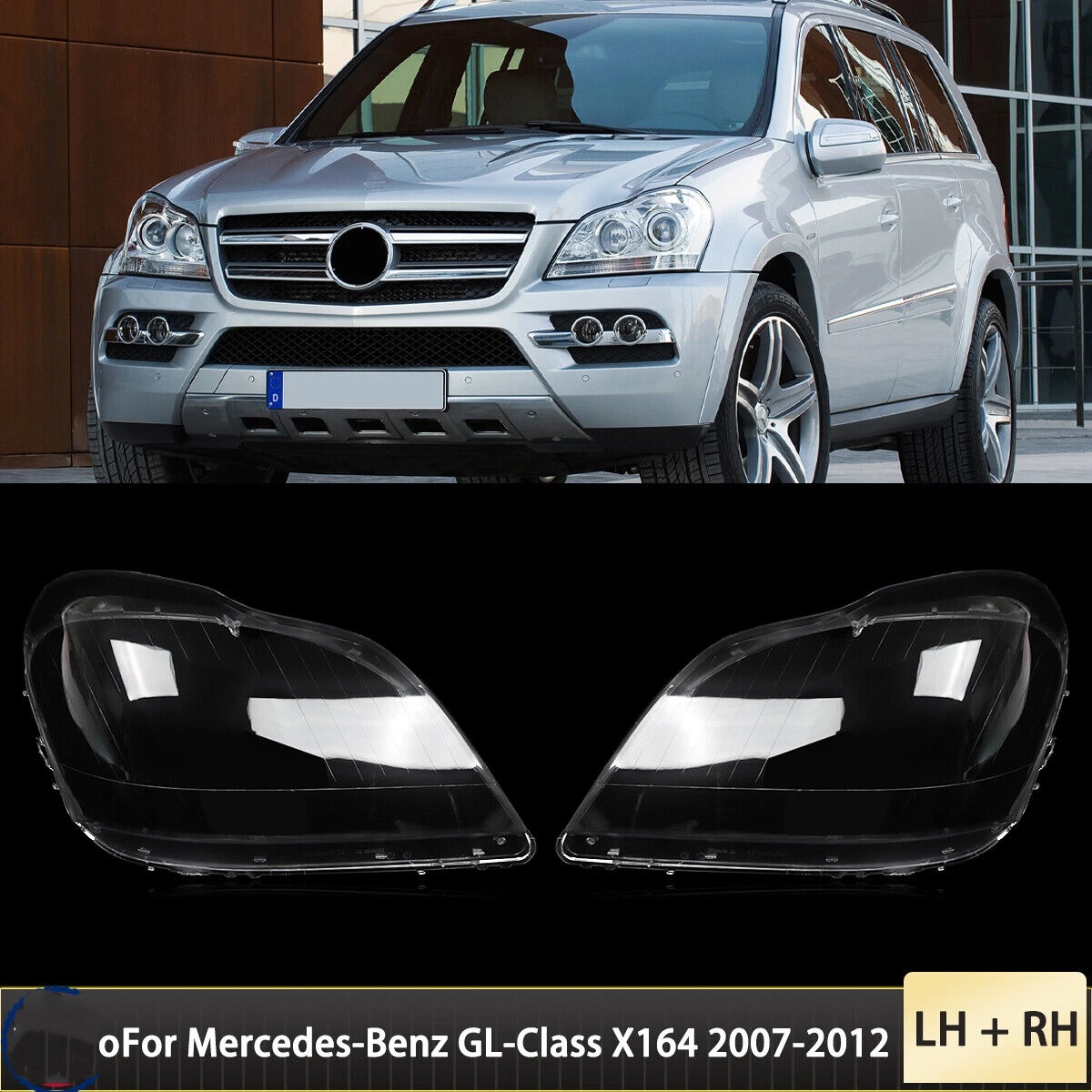 Front Headlight Lens Cover For Mercedes-Benz GL-Class X164 GL350 GL400 GL450 GL500 GL550 2006-2012 Transparent Headlamp Cover