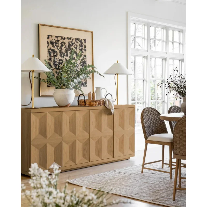 custom.American-style Simple Solid Wood Sideboard, American-style Retro Carved Entrance Cabinet, TV Cabine