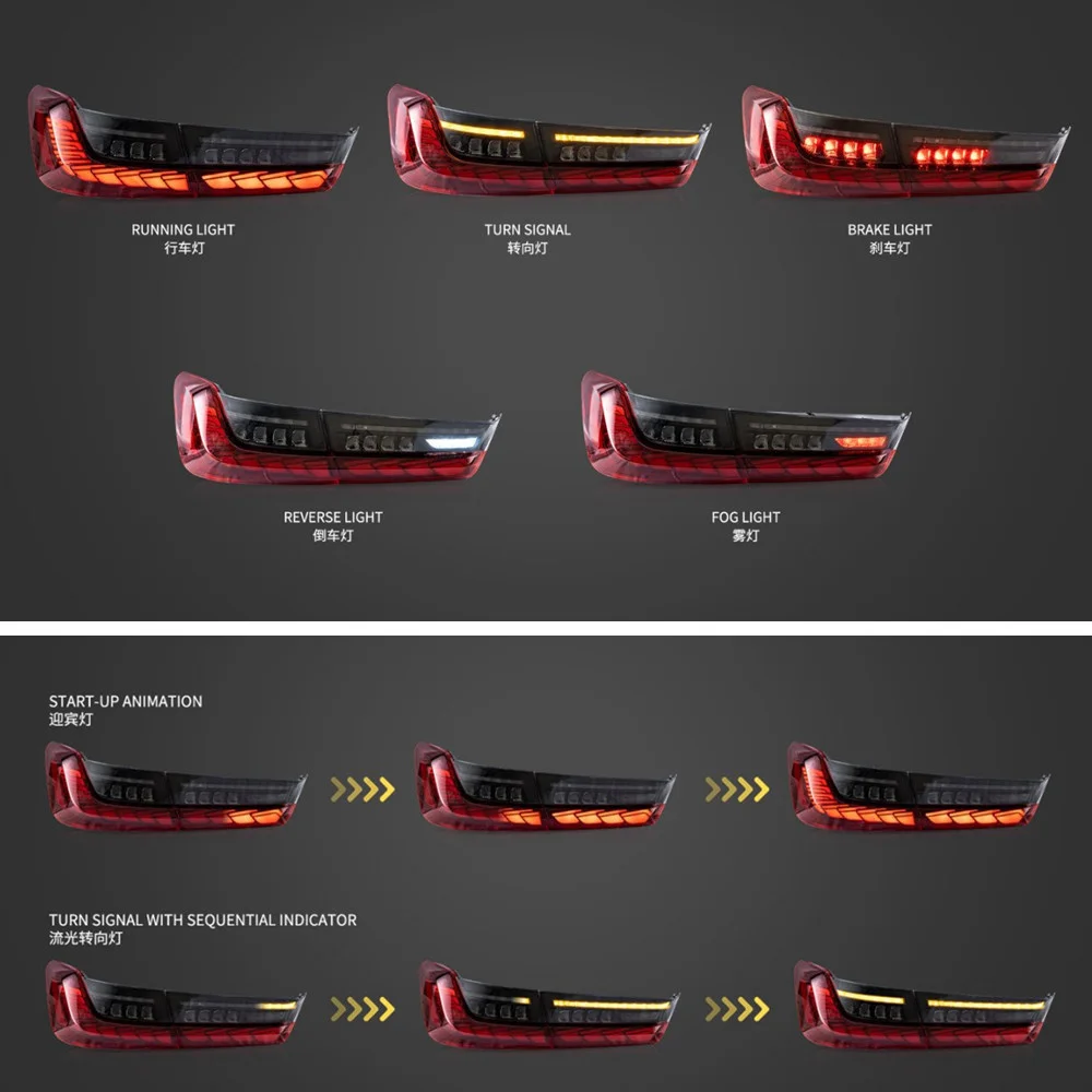 Car LED Tail Light Assemblies For BMW G20 G28 G80 2019-2022 Auto Rear Fog DRL Brake Turn Signal Lamp Plug and Play