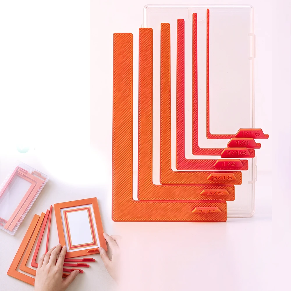 7Pcs Paper Crafting Alignment Guides with Case for Card Making, Precision Layering & Matting Spacers for Card Making & Scrapbook