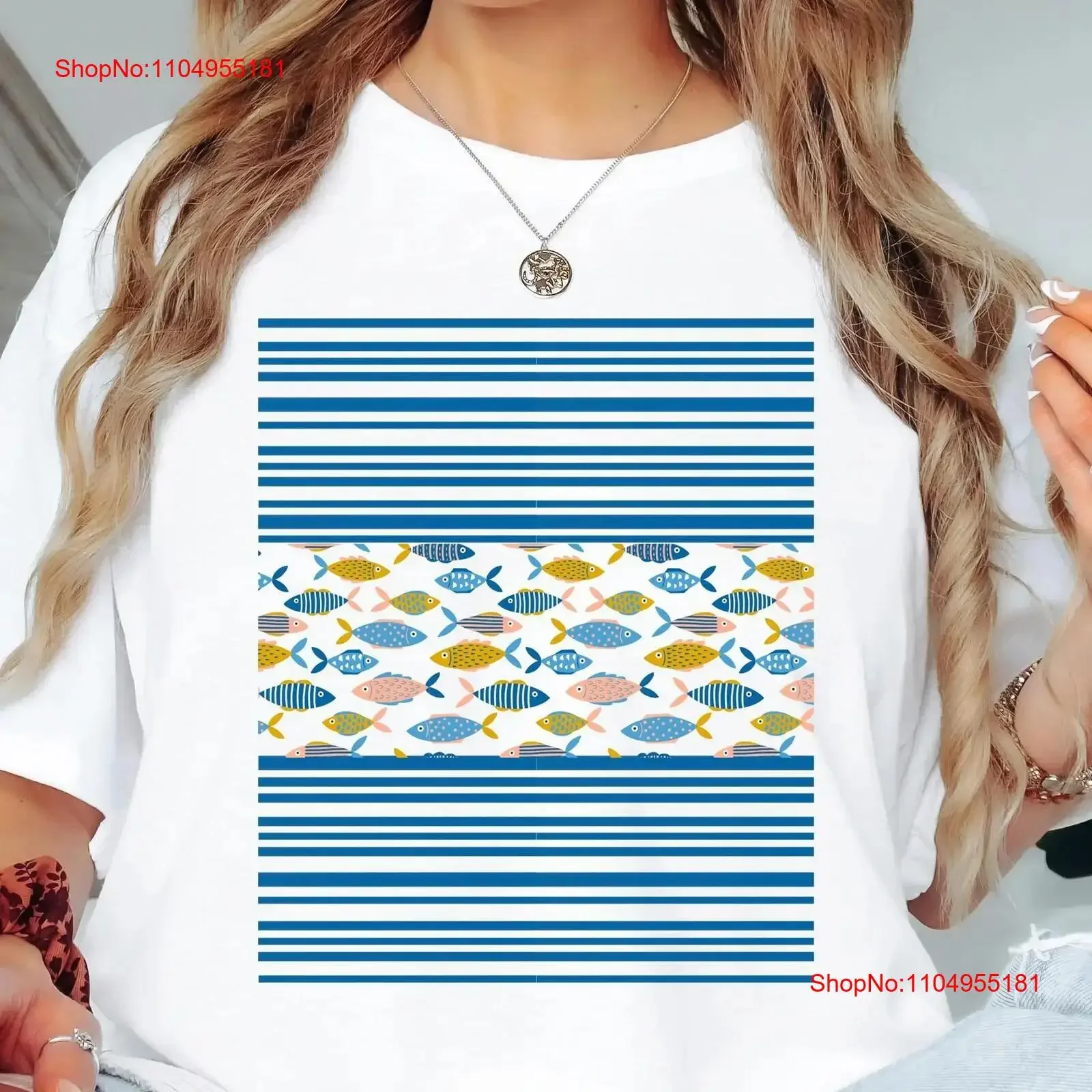 

Fisherman Aesthetic T Shirt Sardines Stripes for Her Him Fish Vintage Nautical Retro Coastal s Men or Women vintage Washed