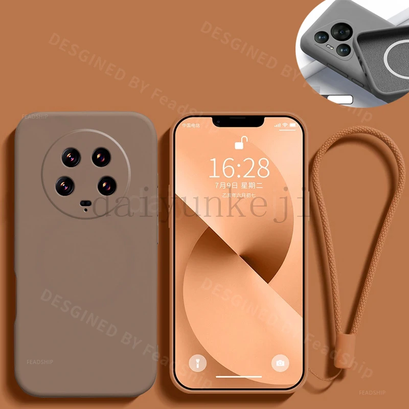 

Magnetic Phone Case For Xiaomi 13 Ultra Cover Wireless Charging Magsafe Silicone Soft Case For Xiaomi13Ultra With Screen Film