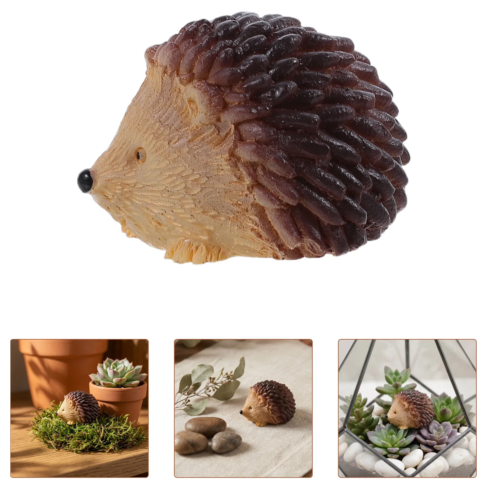4Pcs Mini Resin Hedgehog Small Animals Set for Garden Potted Plant Decor Miniature Micro Landscape Table Display