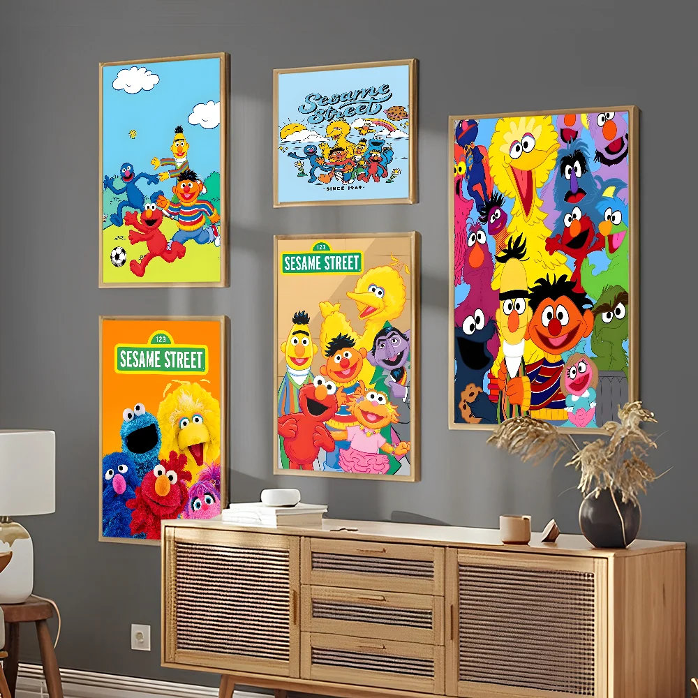 Sesame Cartoon Street Cookie Anime Good Quality Prints and Posters Vintage Room Home Bar Cafe Decor Aesthetic Art Wall Painting